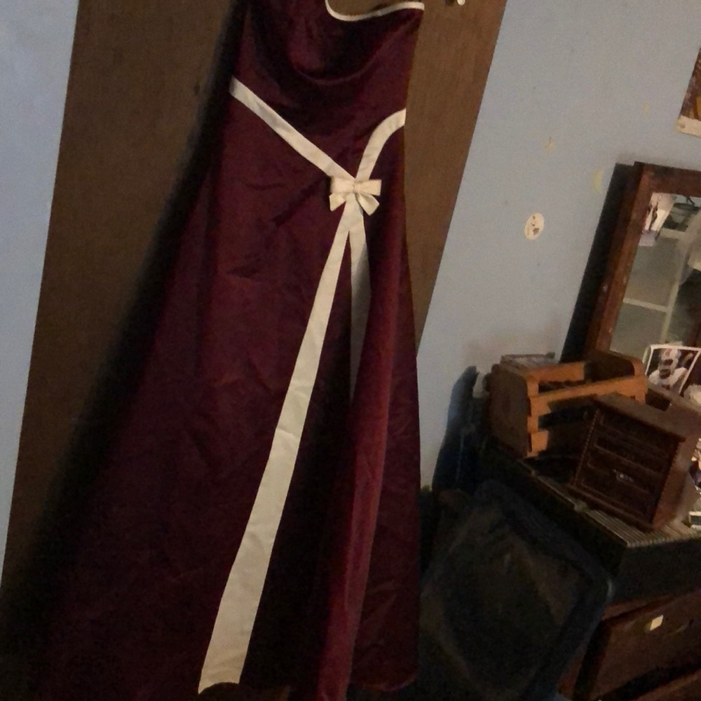 Maroon and white prom or wedding dress